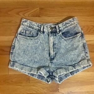 American Apparel Acid Wash High Waisted Shorts